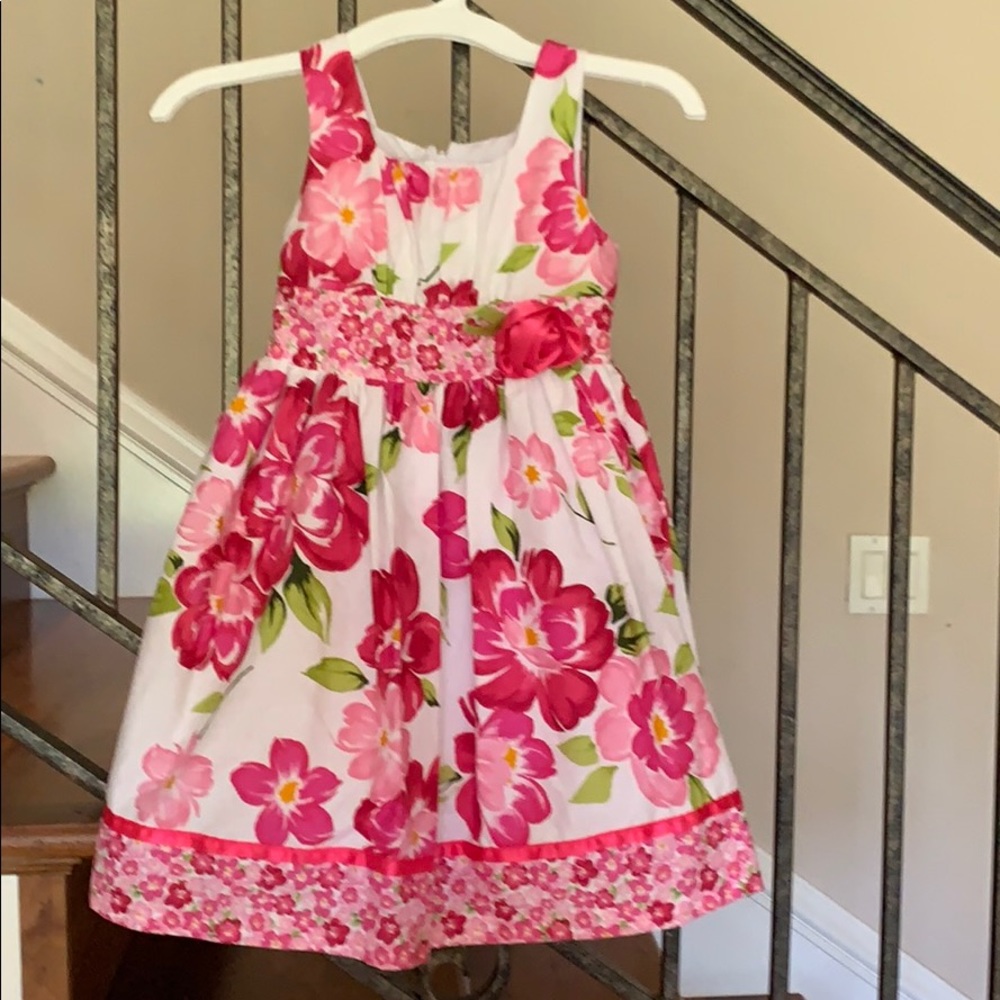 Pink and white girls flower dress size 4T
